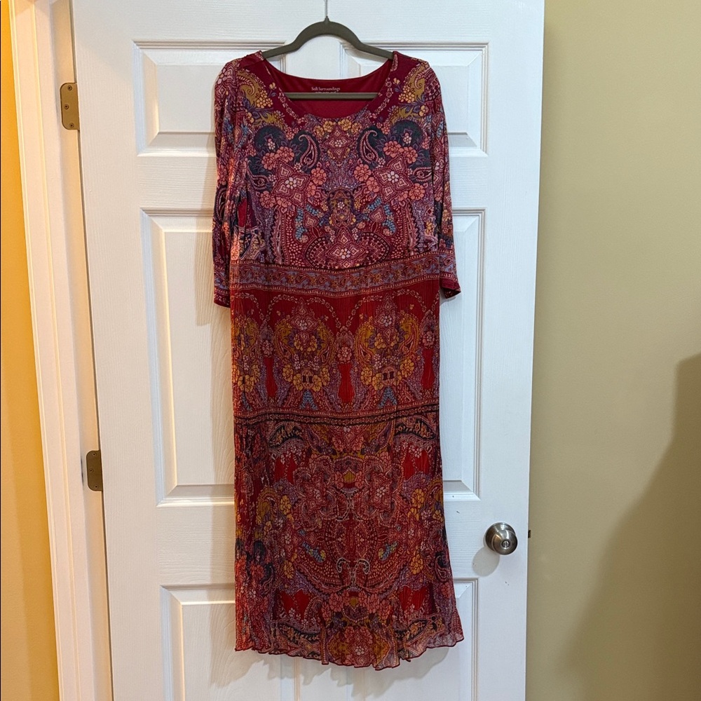 Soft Surroundings Vibrant Red Paisley Dress